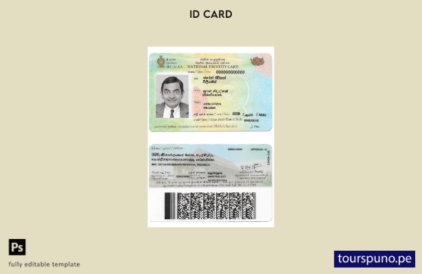Plantilla de identificación de Sri Lanka lista para imprimir